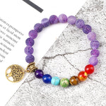 7 Chakra Bracelet Purple Gold nz