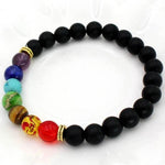 7 Chakra natural stones Bracelet Matt black nz