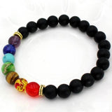 7 Chakra natural stones Bracelet Matt black nz