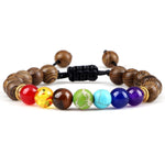 7 Chakra wooden adjustable Bracelet nz