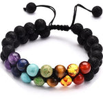 7 Chakras Adjustable Bracelet Lava rock nz