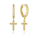 925 Sterling Silver Cross Earrings Gold nz