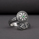 Aegishjalmur Ring With Runic Serpent 5 (49.32 mm) nz