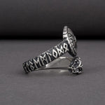 Aegishjalmur Ring With Runic Serpent nz