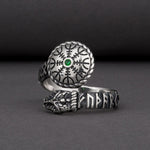 Aegishjalmur Ring With Runic Serpent nz