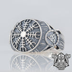 Aegishjalmur Sterling Silver Ring 5 (49.32 mm) nz