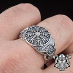 Aegishjalmur Sterling Silver Ring 5 (49.32 mm) nz