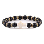 Amazonite Christian bracelet Black and white cross nz