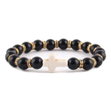 Amazonite Christian bracelet Black and white cross nz