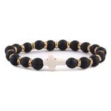 Amazonite Christian bracelet Black lava stone nz