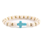 Amazonite Christian bracelet Blue and white cross nz