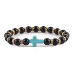 Amazonite Christian bracelet Blue black cross nz