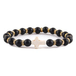 Amazonite Christian bracelet Matt black and white cross nz