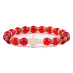 Amazonite Christian bracelet White Red Cross nz