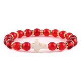 Amazonite Christian bracelet White Red Cross nz