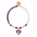 Amethyst Heart Pearl Bracelet nz