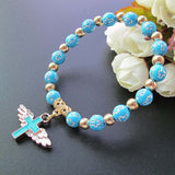 Angel Cross Bracelet Blue nz