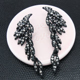 Angel wing earrings with rhinestones Black nz