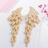 Angel wing earrings with rhinestones Golden yellow nz