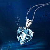 Aquamarine heart necklace Silver 925 nz