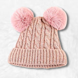 Beanie with 2 pom poms Dark pink nz