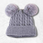 Beanie with 2 pom poms Grey nz