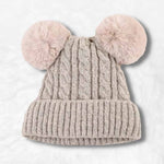 Beanie with 2 pom poms Light grey nz