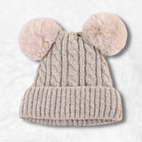 Beanie with 2 pom poms Light grey nz