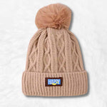 Beige beanie with pompom nz