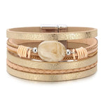 Beige leather bracelet with pearl One size fits all nz