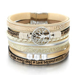 Beige leather tree of life bracelet nz