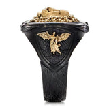 Black and gold lion ring nz
