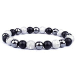 Black and white hematite bracelet / 8 mm nz
