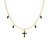 Black cross necklace Gold nz