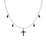 Black cross necklace Silver nz
