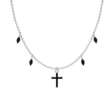 Black cross necklace Silver nz