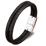 Black double leather bracelet nz