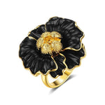 Black flower ring 54.4 mm nz