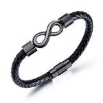 Black infinity leather bracelet nz