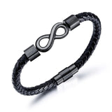 Black infinity leather bracelet nz