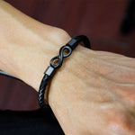 Black infinity leather bracelet nz