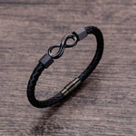 Black infinity leather bracelet nz