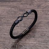 Black infinity leather bracelet nz