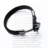 Black leather anchor bracelet nz
