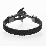 Black leather anchor bracelet nz
