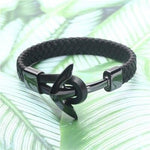 Black leather anchor bracelet nz