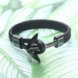 Black leather anchor bracelet nz