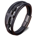 Black leather cross bracelet nz