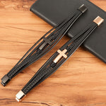 Black leather cross bracelet nz