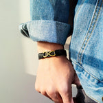 Black leather Infinity wrist bracelet nz